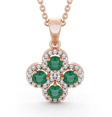 Cluster Emerald and Diamond 0.93ct Pendant 18K Rose Gold GEMPNT5_RG_EM_THUMB1