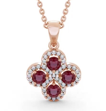 Cluster Ruby and Diamond 1.05ct Pendant 9K Rose Gold GEMPNT5_RG_RU_THUMB1