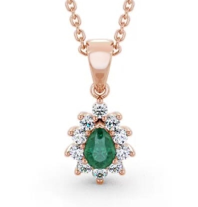 Cluster Emerald and Diamond 0.80ct Pendant 9K Rose Gold GEMPNT6_RG_EM_THUMB1