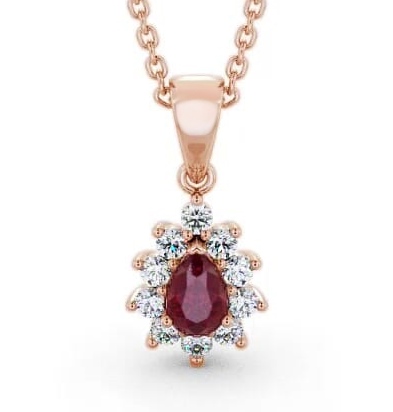 Cluster Ruby and Diamond 0.85ct Pendant 9K Rose Gold GEMPNT6_RG_RU_THUMB1