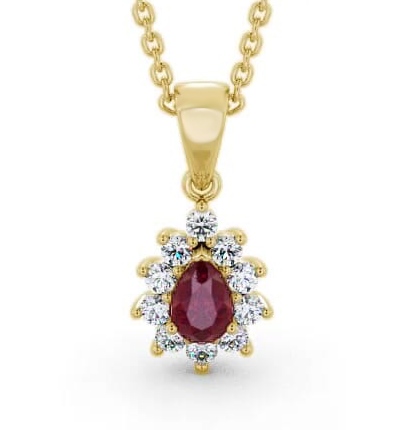 Cluster Ruby and Diamond 0.85ct Pendant 18K Yellow Gold GEMPNT6_YG_RU_THUMB1