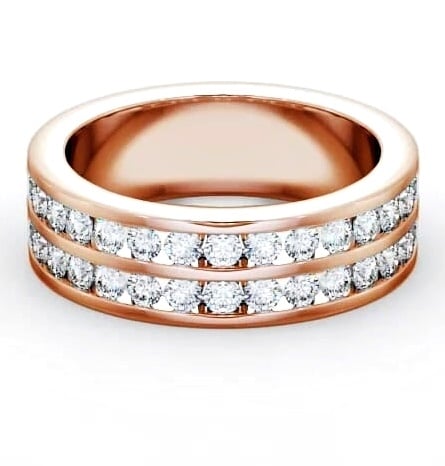 Half Eternity Round Diamond Double Channel Ring 9K Rose Gold HE11_RG_THUMB1