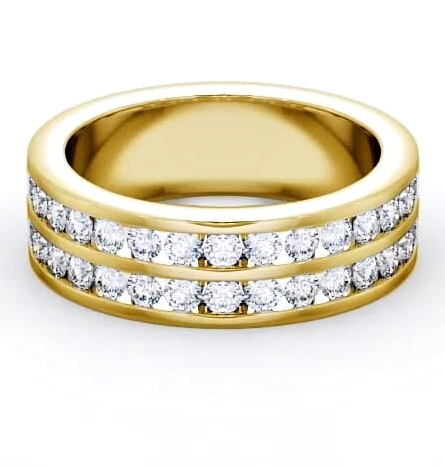 Half Eternity Round Diamond Double Channel Ring 18K Yellow Gold HE11_YG_THUMB2 