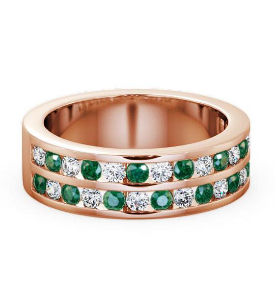 Double Row Half Eternity Emerald and Diamond 1.05ct Ring 18K Rose Gold HE11GEM_RG_EM_THUMB1