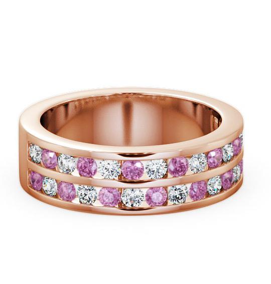 Double Row Half Eternity Pink Sapphire 1.20ct Ring 18K Rose Gold HE11GEM_RG_PS_THUMB1