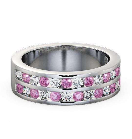 Double Row Half Eternity Pink Sapphire Diamond 1.20ct Ring Palladium HE11GEM_WG_PS_THUMB1