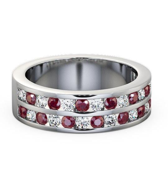 Double Row Half Eternity Ruby and Diamond 1.20ct Ring 18K White Gold HE11GEM_WG_RU_THUMB2 