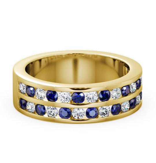 Double Row Half Eternity Blue Sapphire 1.20ct Ring 9K Yellow Gold HE11GEM_YG_BS_THUMB1