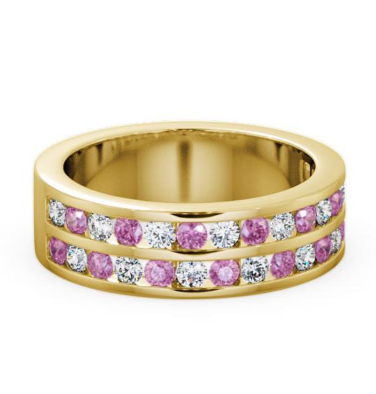 Double Row Half Eternity Pink Sapphire 1.20ct Ring 18K Yellow Gold HE11GEM_YG_PS_THUMB1