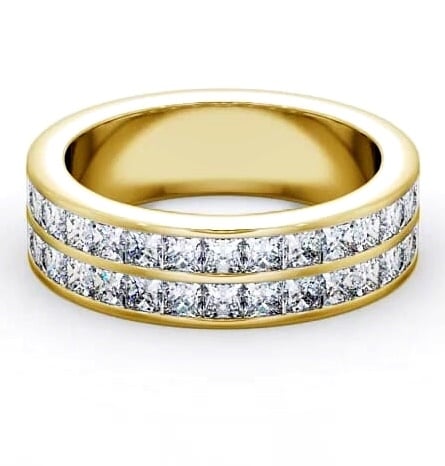 Half Eternity Princess Diamond Double Channel Ring 18K Yellow Gold HE12_YG_THUMB1