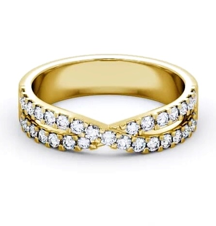 Half Eternity 0.33ct Round Diamond Cross Over Ring 18K Yellow Gold HE13_YG_THUMB1