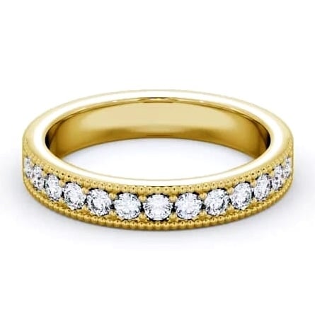 Half Eternity Round Diamond with Milgrain Ring 9K Yellow Gold HE21_YG_THUMB1