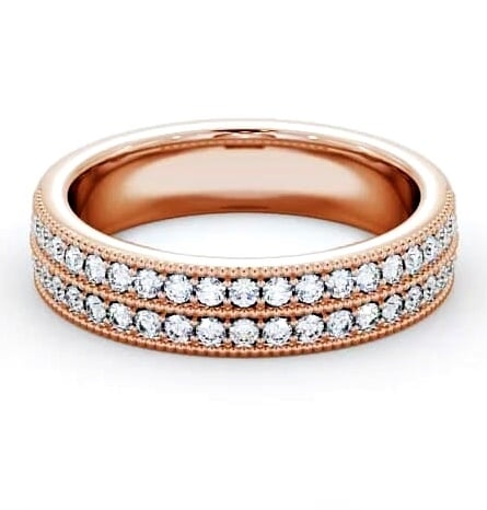 Vintage Half Eternity Round Diamond Double Channel Ring 9K Rose Gold HE34_RG_THUMB1