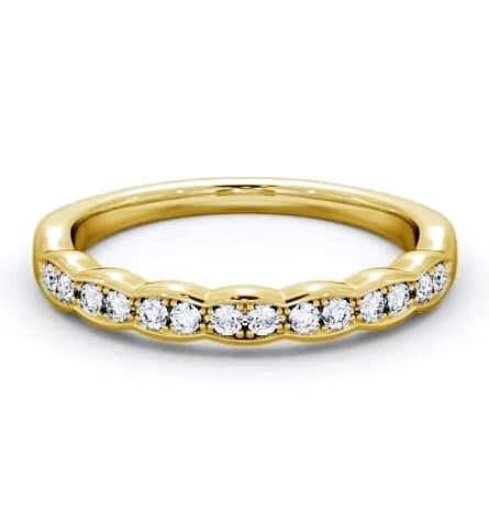 Half Eternity Round Diamond Rippled Edge Ring 18K Yellow Gold HE40_YG_THUMB1