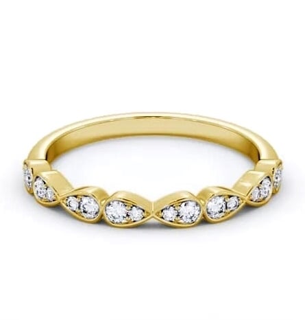 Half Eternity 0.15ct Round Diamond Pear Design Ring 18K Yellow Gold HE80_YG_THUMB1