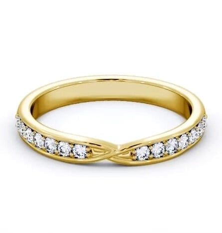 Half Eternity Round Pinched Cross Over Design Ring 18K Yellow Gold HE93_YG_THUMB1