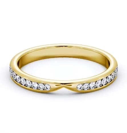 Half Eternity Round Channel Set Pinched Design Ring 18K Yellow Gold HE95_YG_THUMB2 