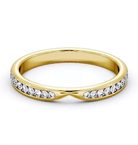 Half Eternity Round Channel Set Pinched Design Ring 9K Yellow Gold HE95_YG_THUMB1