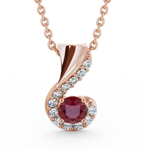 Drop Style Ruby and Diamond 0.89ct Pendant 9K Rose Gold PNT11GEM_RG_RU_THUMB1