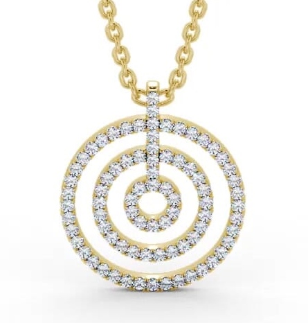 Multi Circle Round Diamond Pendant 18K Yellow Gold PNT130_YG_THUMB1