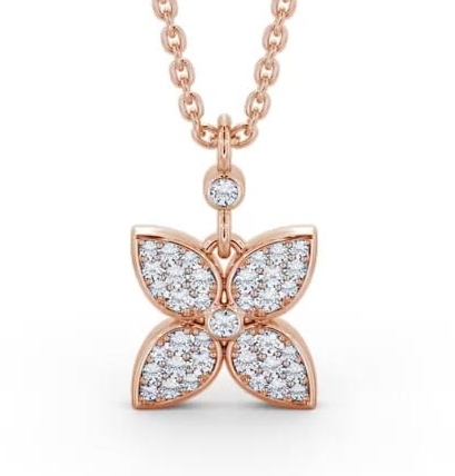 Floral Design Diamond Cluster Pendant 9K Rose Gold PNT151_RG_THUMB2 