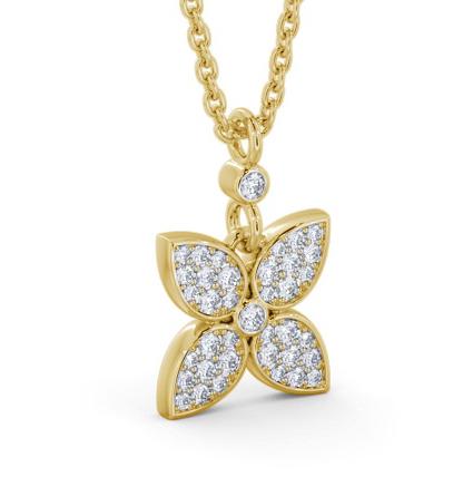 Floral Design Diamond Cluster Pendant 18K Yellow Gold PNT151_YG_THUMB1 