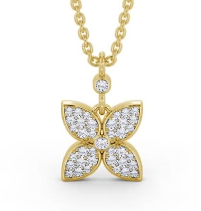 Floral Design Diamond Cluster Pendant 18K Yellow Gold PNT151_YG_THUMB2 