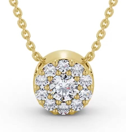 Cluster Round Diamond Three Stone Pendant 18K Yellow Gold PNT157_YG_THUMB2 