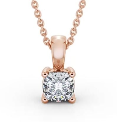 Cushion Solitaire Four Claw Stud Diamond Pendant 9K Rose Gold PNT158_RG_THUMB1