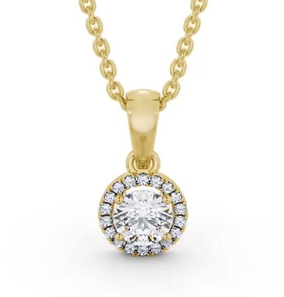 Halo Round Diamond Pendant 9K Yellow Gold PNT166_YG_THUMB1