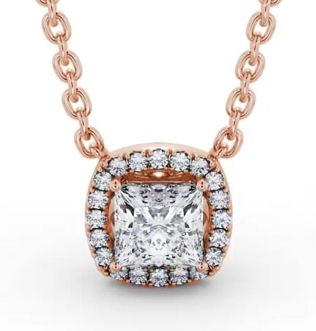 Princess Diamond with a Cushion Shape Halo Pendant 9K Rose Gold PNT174_RG_THUMB1