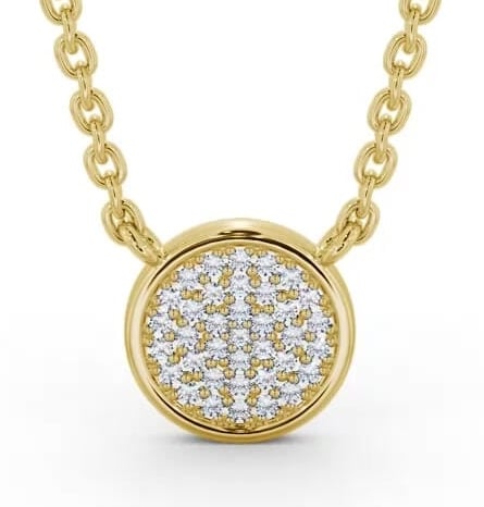 Circle Style Diamond Cluster Pendant 9K Yellow Gold PNT185_YG_THUMB1