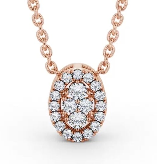 Oval Design Round Diamond Cluster Pendant 9K Rose Gold PNT188_RG_THUMB2 