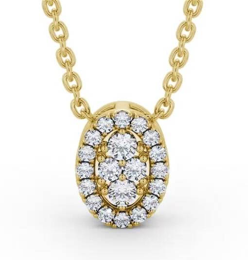 Oval Design Round Diamond Cluster Pendant 18K Yellow Gold PNT188_YG_THUMB2 