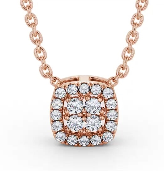 Cushion Design Round Diamond Cluster Pendant 18K Rose Gold PNT189_RG_THUMB1