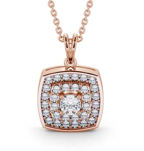 Cluster Round Diamond Double Halo Pendant 18K Rose Gold PNT18_RG_THUMB2 