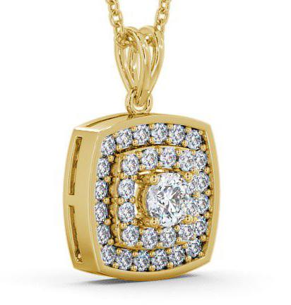 Cluster Round Diamond Double Halo Pendant 18K Yellow Gold PNT18_YG_THUMB1 