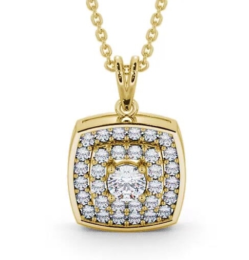 Cluster Round Diamond Double Halo Pendant 18K Yellow Gold PNT18_YG_THUMB2 