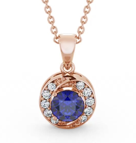 Halo Blue Sapphire and Diamond 1.61ct Pendant 9K Rose Gold PNT19GEM_RG_BS_THUMB1