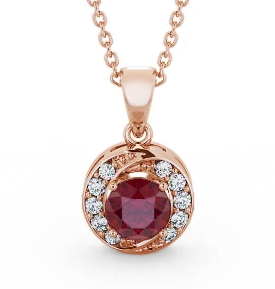 Halo Ruby and Diamond 1.61ct Pendant 18K Rose Gold PNT19GEM_RG_RU_THUMB1