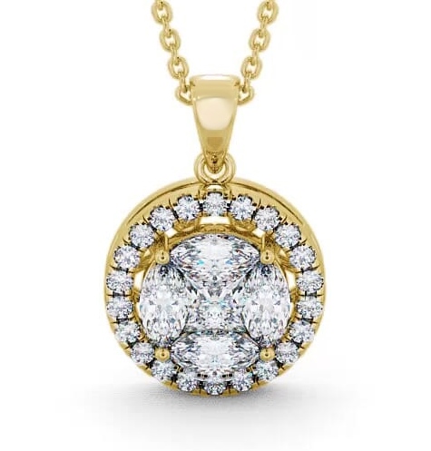 Halo Diamond Illusion Design Pendant 18K Yellow Gold PNT20_YG_THUMB1