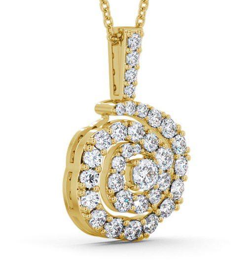 Cluster Round Diamond Swirling Design Pendant 18K Yellow Gold PNT21_YG_THUMB1 