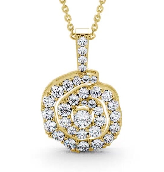 Cluster Round Diamond Swirling Design Pendant 18K Yellow Gold PNT21_YG_THUMB2 