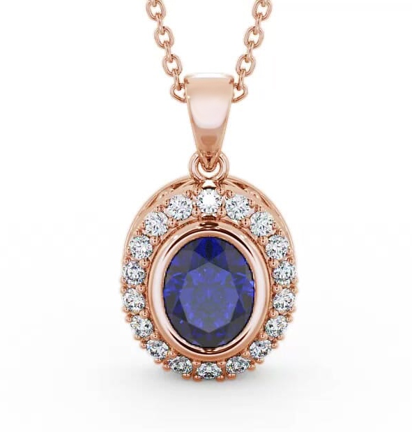 Halo Blue Sapphire and Diamond 1.82ct Pendant 18K Rose Gold PNT23GEM_RG_BS_THUMB1