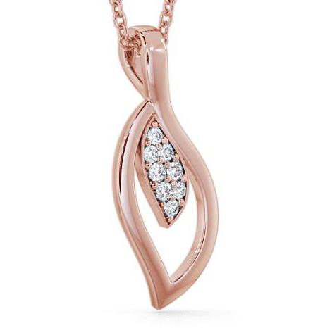 Leaf Shaped Round Diamond Pendant 9K Rose Gold PNT28_RG_THUMB1 