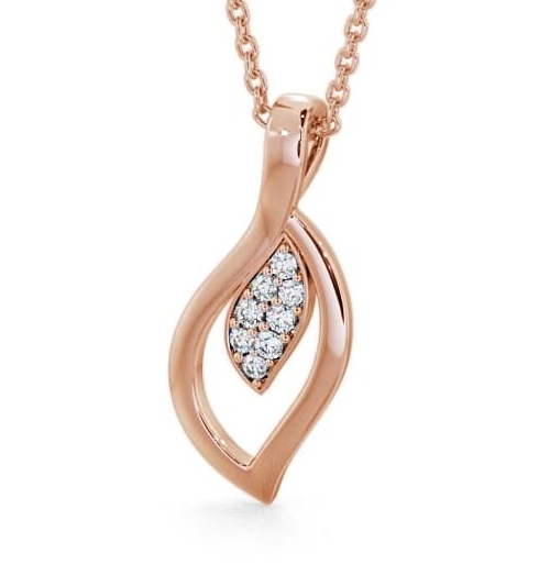 Leaf Shaped Round Diamond Pendant 18K Rose Gold PNT28_RG_THUMB2 