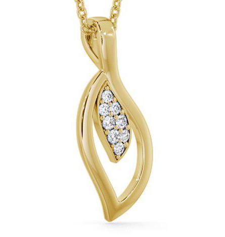 Leaf Shaped Round Diamond Pendant 18K Yellow Gold PNT28_YG_THUMB1 