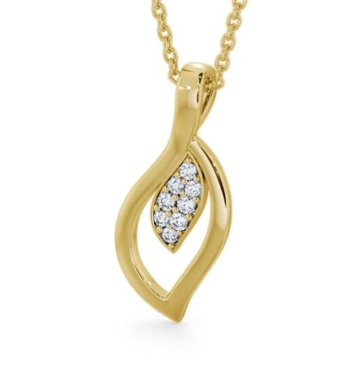 Leaf Shaped Round Diamond Pendant 18K Yellow Gold PNT28_YG_THUMB2 