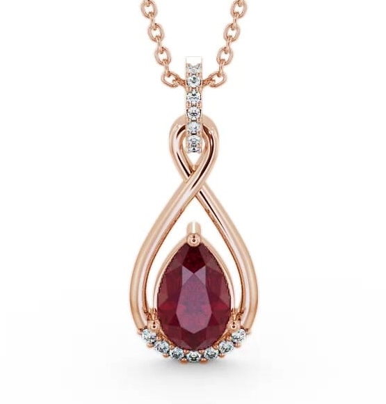 Drop Style Ruby and Diamond 1.95ct Pendant 9K Rose Gold PNT29GEM_RG_RU_THUMB1