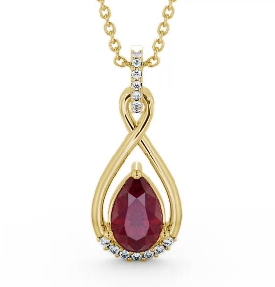 Drop Style Ruby and Diamond 1.95ct Pendant 9K Yellow Gold PNT29GEM_YG_RU_THUMB1